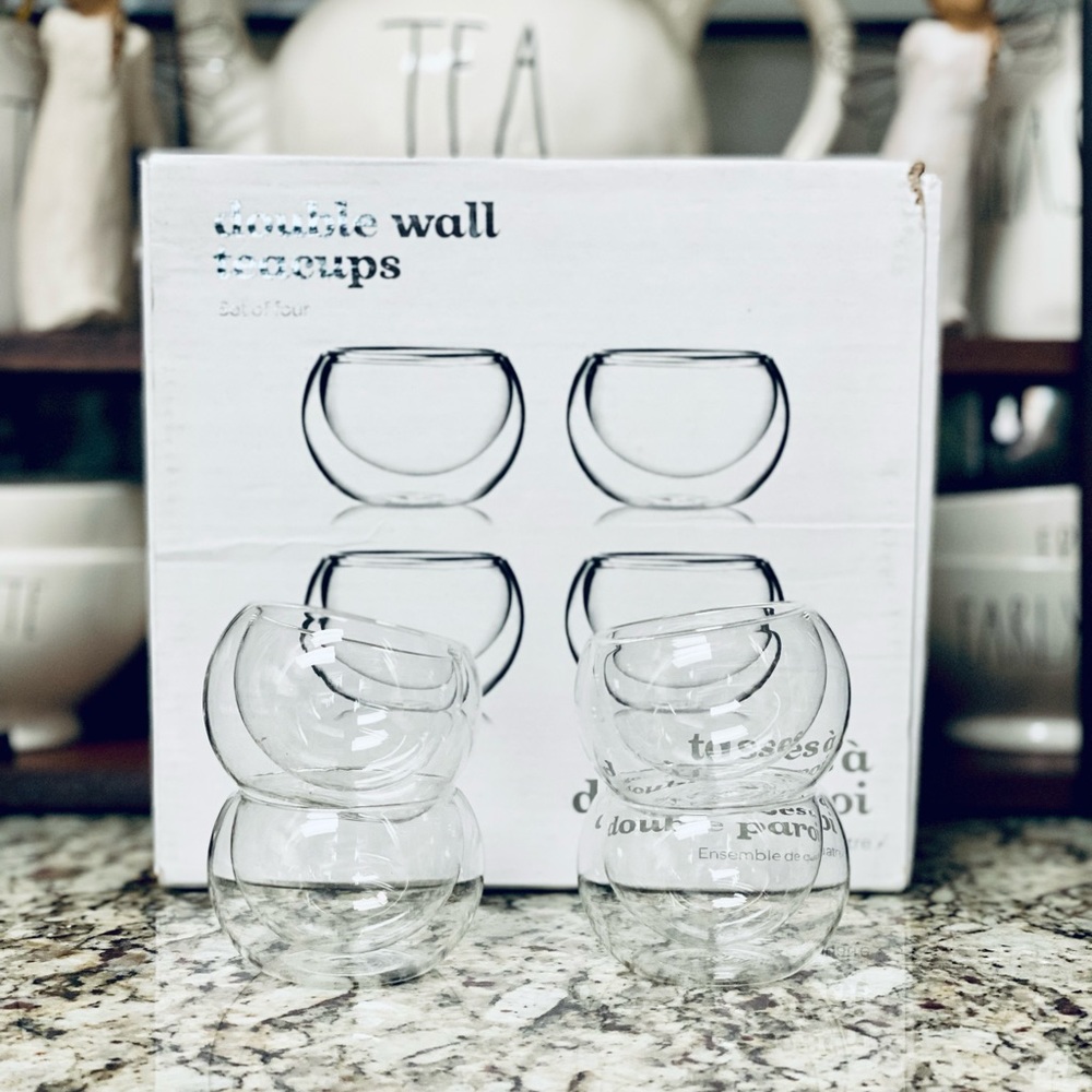 David’s Tea double wall glass teacups (4)